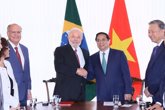 Thủ tướng Phạm Minh Chính và Tổng thống Lula da Silva hội đàm. (Ảnh: Dương Giang)