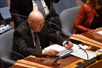 Đại diện thường trực của Nga tại LHQ Vasily Nebenzya. Ảnh tư liệu: AFP/TTXVN
