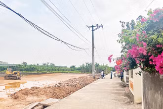 Khu tái định cư phục vụ dự án đường vành đai 4 - Vùng Thủ đô vừa được huyện Thường Tín khởi công xây dựng tại xã Hồng Vân. (Ảnh Duy Linh)