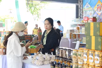 Khách hàng đến giao dịch, mua sắm không tiền mặt tại khu trưng bày, giới thiệu sản phẩm.