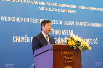 Thứ trưởng Thông tin và Truyền thông Nguyễn Thanh Lâm phát biểu tại Hội thảo.