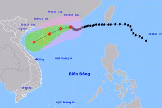 Vị trí và hướng di chuyển của bão số 4. (Nguồn: nchmf.gov.vn)