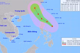 Vị trí và hướng di chuyển của bão Doksuri. (Nguồn: nchmf.gov.vn)
