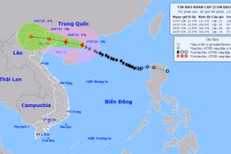 Vị trí và hướng di chuyển của bão số 1. (Nguồn: nchmf.gov.vn)