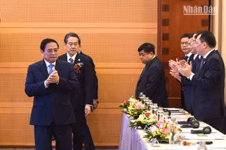 Thủ tướng Phạm Minh Chính đến dự Hội thảo kinh tế cấp cao nhân kỷ niệm 50 năm thiết lập quan hệ ngoại giao giữa Việt Nam-Nhật Bản.