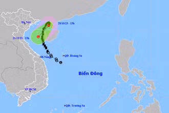 Vị trí và hướng di chuyển của áp thấp nhiệt đới (suy yếu từ bão số 5). (Nguồn: nchmf.gov.vn)