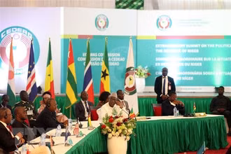 Toàn cảnh phiên họp bất thường các nhà lãnh đạo Cộng đồng Kinh tế Tây Phi (ECOWAS) về tình hình Niger, tại Abuja (Nigeria), ngày 10/8/2023.