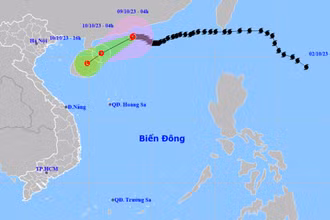 Vị trí và hướng di chuyển của bão số 4. (Nguồn: nchmf.gov.vn)