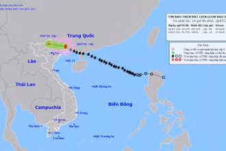 Vị trí và hướng di chuyển của bão số 1. (Nguồn: nchmf.gov.vn)
