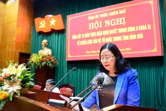 Trưởng Ban Dân vận Trung ương Bùi Thị Minh Hoài phát biểu chỉ đạo hội nghị.