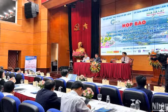 Quang cảnh buổi họp báo tại trụ sở Bộ Văn hóa, Thể thao và Du lịch.
