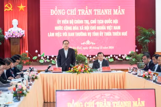 Chủ tịch Quốc hội Trần Thanh Mẫn làm việc với Ban Thường vụ Tỉnh ủy cùng lãnh đạo chủ chốt tỉnh Thừa Thiên Huế.