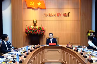Đồng chí Lê Minh Trí, Bí thư Trung ương Đảng, Chánh án Tòa án nhân dân tối cao, Trưởng Đoàn kiểm tra chủ trì buổi làm việc.