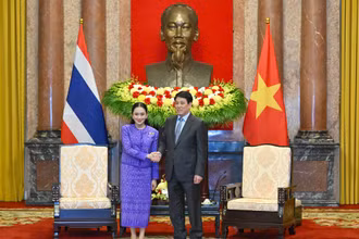 Chủ tịch nước Lương Cường tiếp Thủ tướng Thái Lan Paetongtarn Shinawatra.