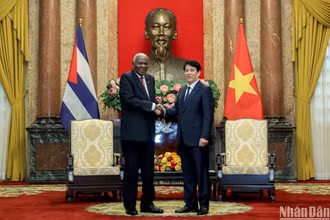Chủ tịch nước Lương Cường, hội kiến Chủ tịch Quốc hội, Chủ tịch Hội đồng Nhà nước Cuba Esteban Lazo Hernandez