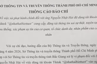 Thông cáo báo chí của Sở Thông tin và Truyền thông Thành phố Hồ Chí Minh về việc xử lý Tiktoker Nguyễn Nhật Hải.
