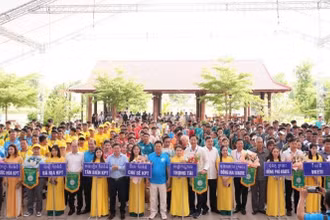Toàn cảnh Lễ khai mạc Hội thao khu vực V - Campuchia.