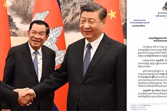 Thông cáo về chuyến thăm Cộng hòa Nhân dân Trung Hoa của Thủ tướng Campuchia Samdech Thipadi Hun Manet. (Ảnh: Fresh News)