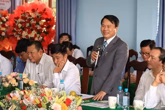 Giám đốc Sở Tài nguyên và Môi trường tỉnh Đắk Nông Nguyễn Văn Hiệp phát biểu tại Lễ gặp mặt, giao lưu kỷ niệm 20 năm ngày thành lập Sở Tài nguyên và Môi trường tỉnh Đắk Nông.