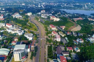 Quang cảnh Thành phố Gia Nghĩa, tỉnh Đắk Nông nhìn từ trên cao.