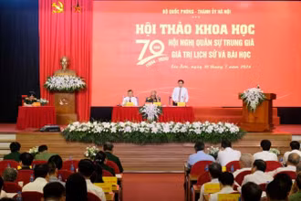 Hội thảo khoa học "70 năm Hội nghị quân sự Trung Giã - Giá trị lịch sử và bài học" tổ chức sáng 30/7 tại huyện Sóc Sơn, Hà Nội. 