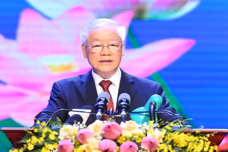 Tổng Bí thư Nguyễn Phú Trọng phát biểu tại buổi lễ. (Ảnh: Đăng Khoa)
