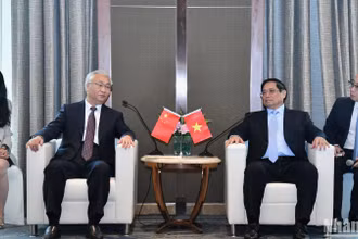 Thủ tướng Chính phủ Phạm Minh Chính tiếp Ủy viên Bộ Chính trị, Phó Thủ tướng Quốc vụ viện Trung Quốc Trương Quốc Thanh vào sáng 27/6.