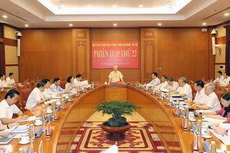 Tổng Bí thư Nguyễn Phú Trọng phát biểu chỉ đạo phiên họp thứ 22 của Ban Chỉ đạo Trung ương về phòng, chống tham nhũng, tiêu cực. (Ảnh TTXVN) 