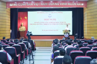 Toàn cảnh Hội nghị sơ kết công tác thông tin và truyền thông 6 tháng đầu năm, triển khai nhiệm vụ 6 tháng cuối năm 2023.