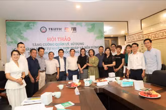 Các đại biểu tham dự Hội thảo Tăng cường quản lý, sử dụng các thành phần tự nhiên hợp pháp và bền vững trong sản xuất thuốc đông dược.