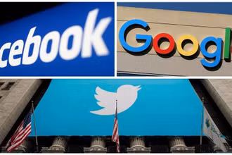 Logo của Facebook, Google và Twitter. Ảnh: Reuters.