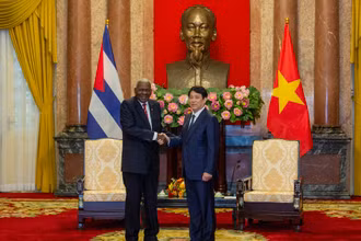 Chủ tịch nước Lương Cường tiếp Chủ tịch Quốc hội Cuba Esteban Lazo Hernandez.