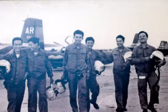 Phi đội Quyết thắng tại sân bay Thành Sơn (Phan Rang) chiều 28/4/1975 sau khi tấn công sân bay Tân Sơn Nhất. (Ảnh Tư liệu)