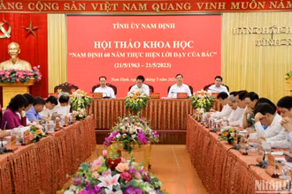 Quang cảnh Hội thảo khoa học "Nam Định 60 năm thực hiện lời dạy của Bác".