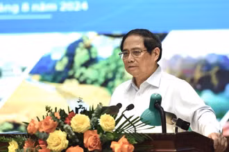 Thủ tướng Phạm Minh Chính phát biểu ý kiến kết luận Hội nghị Hội đồng điều phối vùng đồng bằng sông Hồng lần thứ tư. (Ảnh: Trần Hải)
