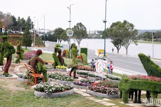 Không gian hoa gắn với thành phố sáng tạo âm nhạc bên hồ Xuân Hương, thành phố Đà Lạt.