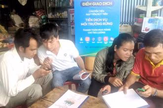 Một điểm chi trả tiền dịch vụ môi trường rừng không dùng tiền mặt.