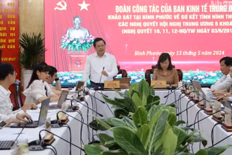 Đồng chí Nguyễn Đức Hiển, Phó Trưởng Ban Kinh tế Trung ương phát biểu tại buổi làm việc với tỉnh Bình Phước.