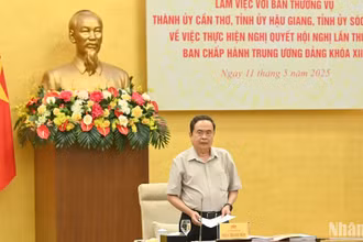 Chủ tịch Quốc hội Trần Thanh Mẫn phát biểu tại buổi làm việc. (Ảnh: DUY LINH)