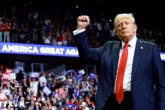 Ông Donald Trump trong cuộc vận động tranh cử ở Grand Rapids, bang Michigan ngày 20/7/2024. (Ảnh: Getty Images/TTXVN)