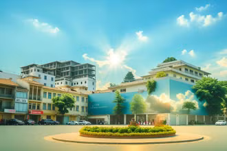 Hình ảnh quảng trường Đông Kinh-Nghĩa Thục không có tòa nhà Hàm cá mập bằng AI