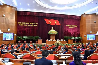Quang cảnh khai mạc Hội nghị lần thứ 6, Ban Chấp hành Trung ương. (Ảnh: Đăng Khoa)