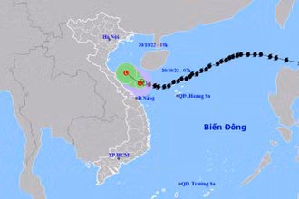Vị trí và hướng di chuyển của áp thấp nhiệt đới (suy yếu từ bão số 6). (Nguồn: nchmf.gov.vn)