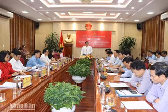 Phó Chủ tịch UBND tỉnh Quảng Ngãi Trần Phước Hiền phát biểu kết luận tại buổi đối thoại trực tuyến với nông dân trong tỉnh.