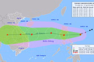 Vị trí và hướng di chuyển của bão Noru. (Nguồn: nchmf.gov.vn)