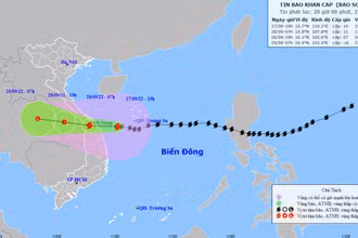 Vị trí và hướng di chuyển của bão số 4. (Nguồn: nchmf.gov.vn)