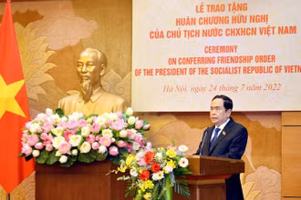 Phó Chủ tịch Thường trực Quốc hội Trần Thanh Mẫn phát biểu tại buổi lễ.