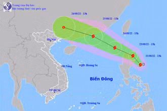 Vị trí và hướng di chuyển của bão Ma-on. (Nguồn: nchmf.gov.vn)