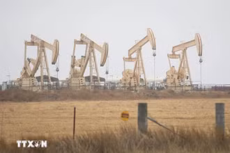 Giàn khoan dầu tại Texas, Mỹ. (Ảnh: THX/TTXVN)