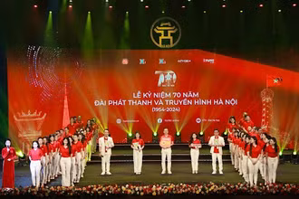 Toàn cảnh lễ kỷ niệm 70 năm Ngày thành lập Đài Phát thanh và Truyền hình Hà Nội.